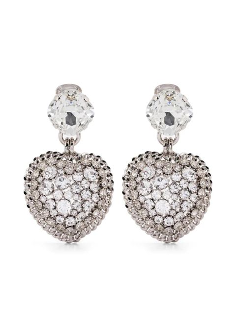 Alessandra Rich crystal-embellished heart-shape earrings - Silver - zdjęcie produktu nr 1
