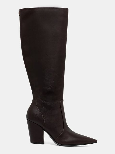 Guess kozaki skórzane NARIEL damskie kolor brązowy na słupku FLFNRL LEA11 - zdjęcie produktu nr 2