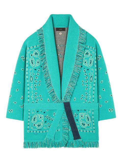 Alanui bandana jacquard fringe cardi-coat - Blue - zdjęcie produktu nr 1