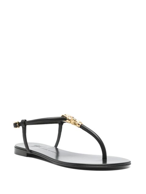 Giuseppe Zanotti Tie flat leather sandals - Black