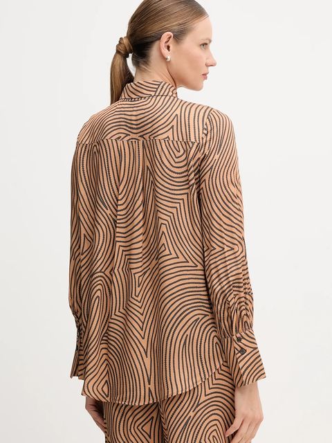 Marc Aurel koszula damska kolor brązowy regular z kołnierzykiem klasycznym 6258-1002-24812
