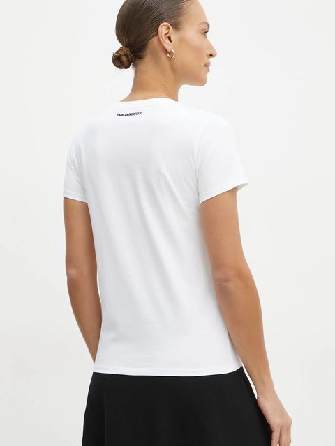 Karl Lagerfeld t-shirt bawełniany damski kolor biały A1W17068