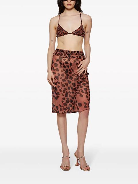 Christopher Esber semi-sheer ruffled midi skirt - Brown - zdjęcie produktu nr 2