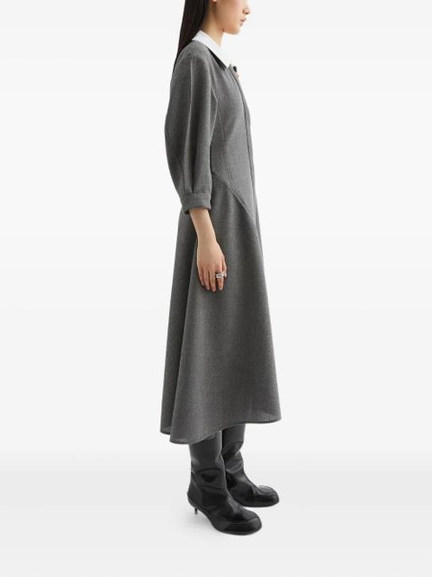 Jil Sander contrasting-collar midi dress - Grey