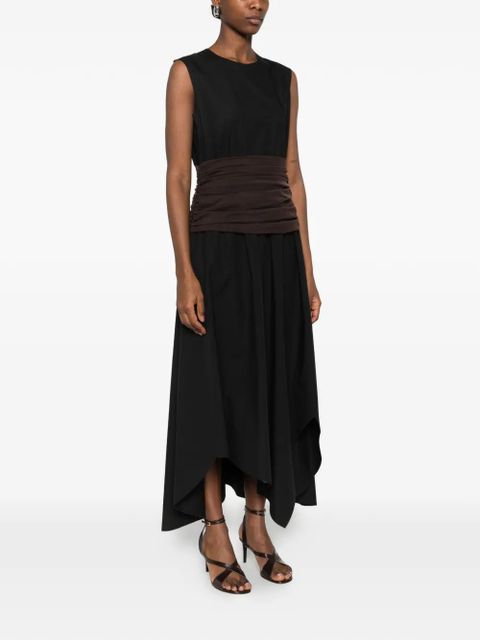 Tory Burch ruched-detail sleeveless midi dress - Black