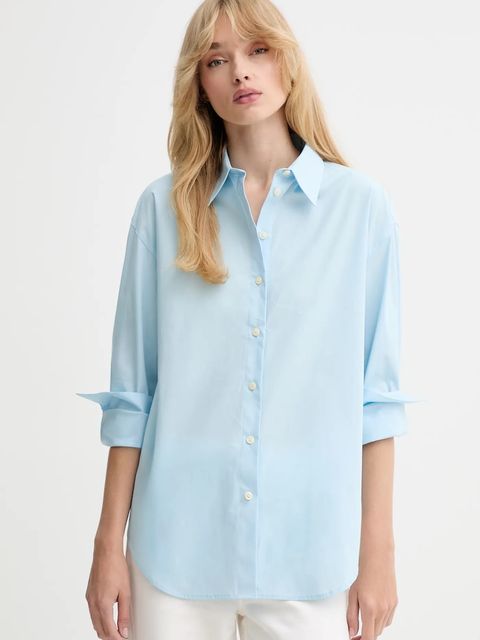 Calvin Klein koszula damska kolor niebieski relaxed z kołnierzykiem klasycznym LV044B160G - zdjęcie produktu nr 1