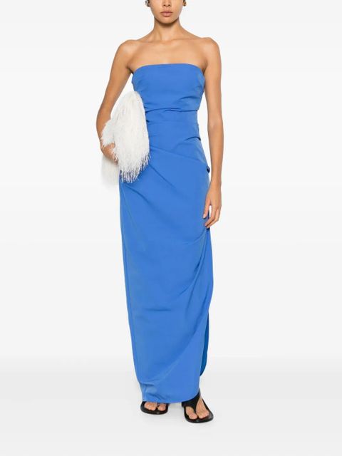 SIR. Sol strapless draped maxi dress - Blue