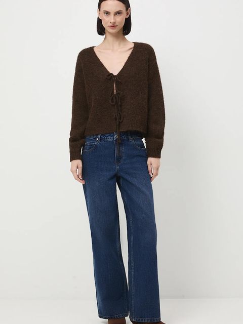 Medicine kardigan damskie kolor brązowy ciepły - zdjęcie produktu nr 2