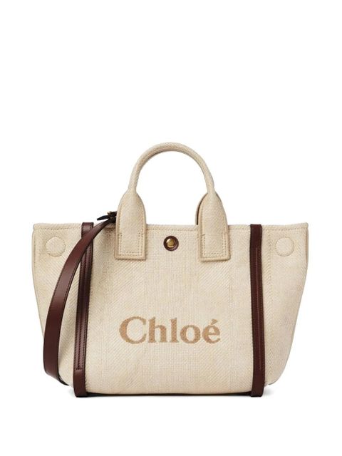 Chloé logo-embroidered carry tote bag - Neutrals