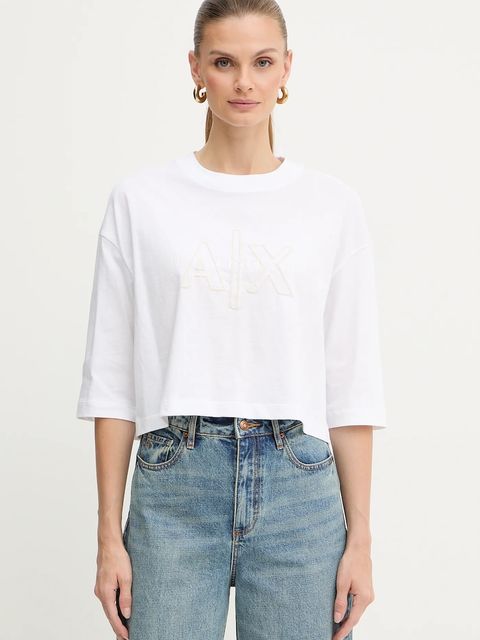 Armani Exchange t-shirt bawełniany damski kolor biały XW001080 AF10356 - zdjęcie produktu nr 1