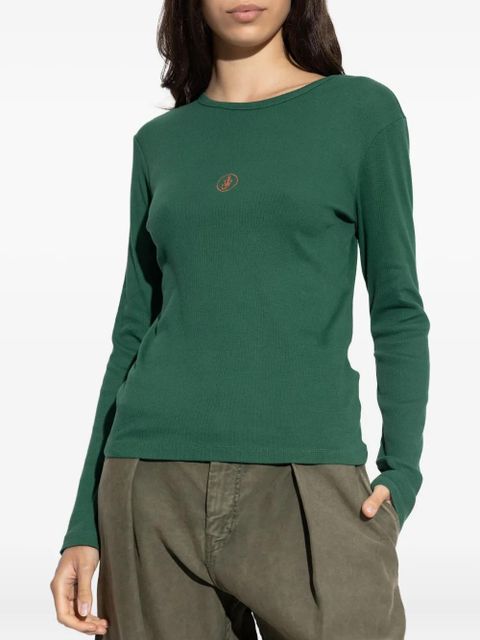 JW Anderson logo-embroidered ribbed top - Green
