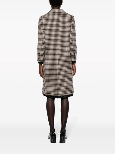 Miu Miu houndstooth-pattern single-breasted coat - Brown