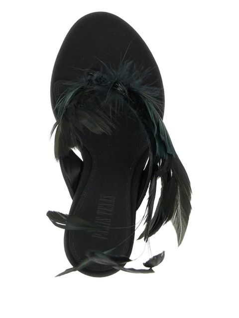 Paris Texas Lidia Feather Thong silk mules - Black
