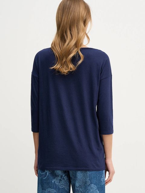 Sisley longsleeve damski kolor granatowy 3QU4L12EE