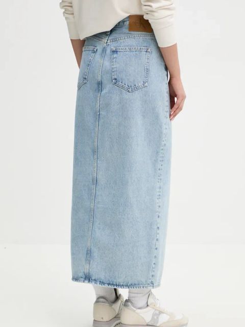 Calvin Klein Jeans spódnica jeansowa kolor niebieski maxi prosta J20J224054