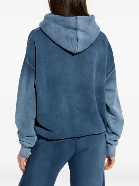 Off-White logo-print cotton hoodie - Blue