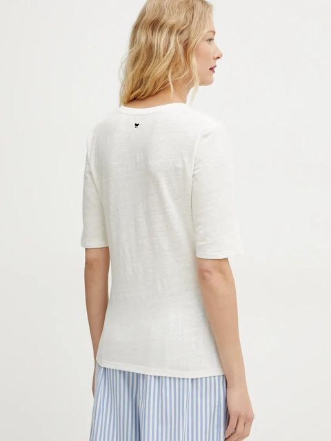 Weekend Max Mara t-shirt lniany damski kolor biały 2515941012600