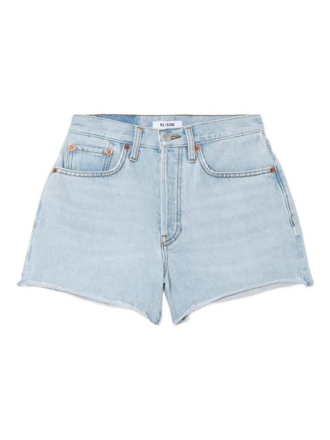 RE/DONE 70s high-rise frayed shorts - Blue - zdjęcie produktu nr 1