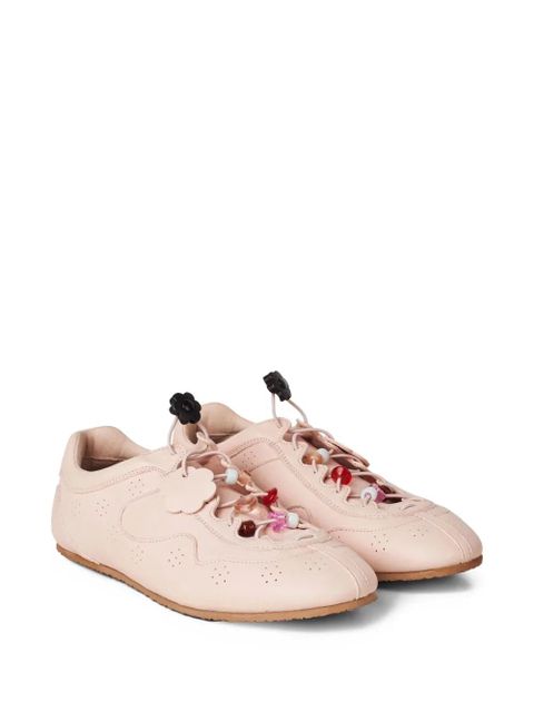 Cecilie Bahnsen Blaise flower-embellished leather sneakers - Pink