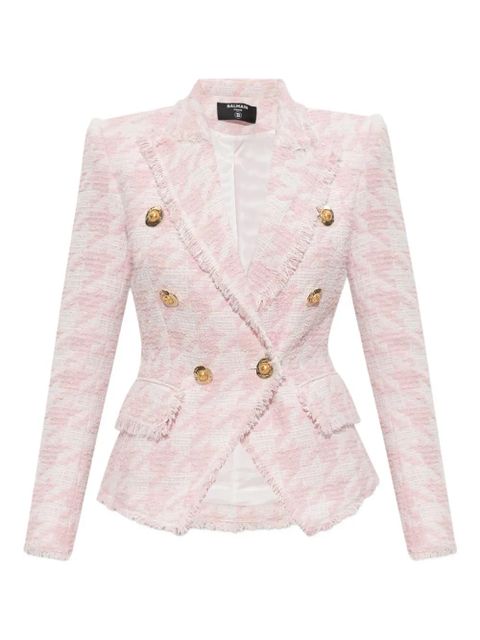 Balmain tweed frayed-edge blazer - Pink - zdjęcie produktu nr 1