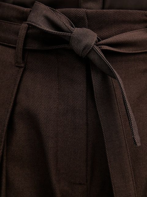 Sisley spodnie damskie kolor brązowy szerokie high waist 4ETSLF082