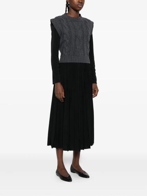 Weekend Max Mara cable-knit pleated midi dress - Black