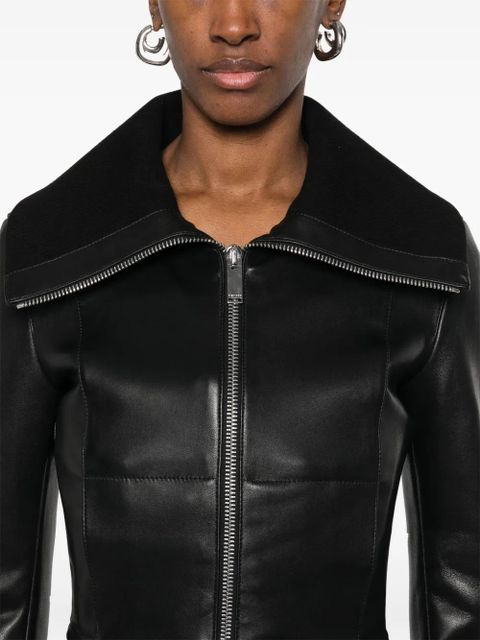 Alexander McQueen folded-collar leather jacket - Black