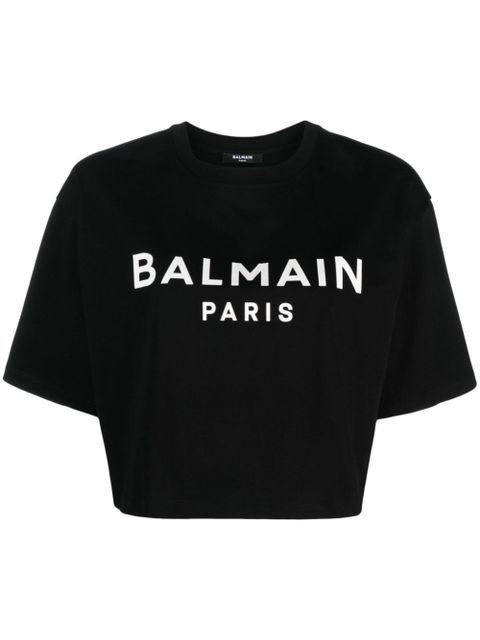 Balmain cropped logo T-shirt - Black - zdjęcie produktu nr 1