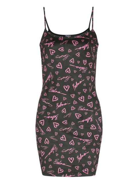 Balmain Crush-print mini dress - Black - zdjęcie produktu nr 1