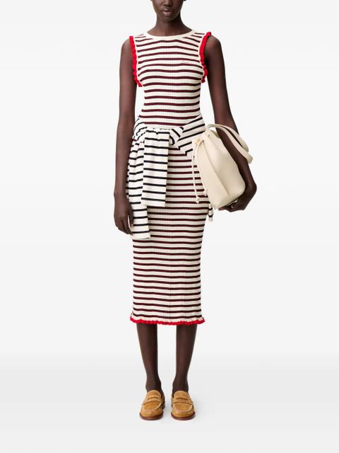 Claudie Pierlot striped ruffled midi dress - Neutrals - zdjęcie produktu nr 2