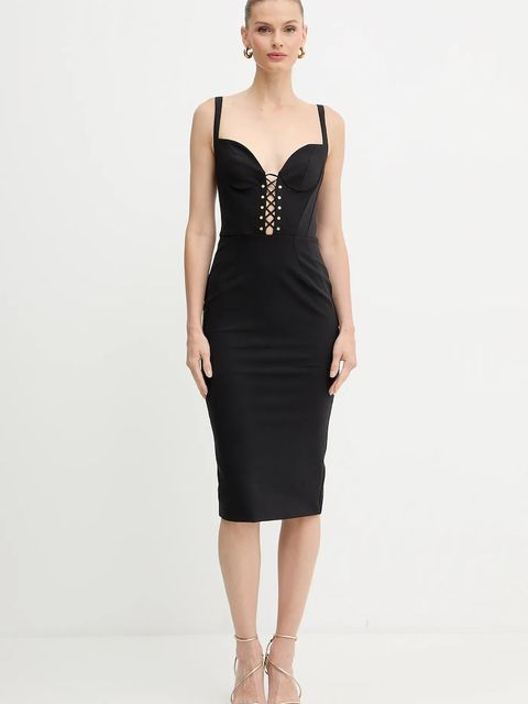 Elisabetta Franchi sukienka kolor czarny mini dopasowana AB87857E2