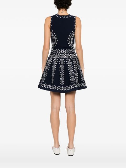 SANDRO embroidered knitted dress - Blue