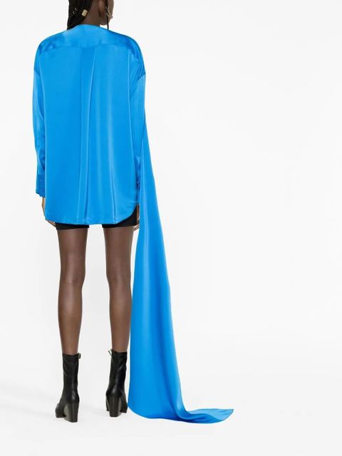 The Attico draped-detail long-sleeve shirt - Blue