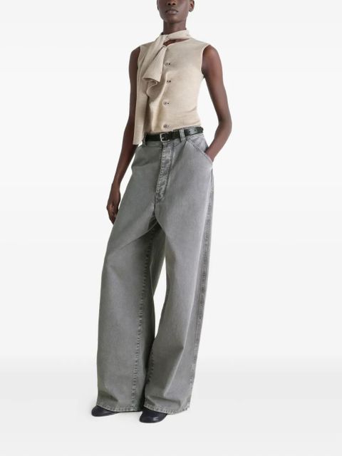 LEMAIRE tie-neck asymmetrical-design knitted top - Neutrals - zdjęcie produktu nr 2