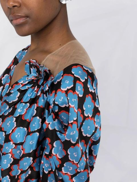 Lanvin floral-print asymmetric dress - Black