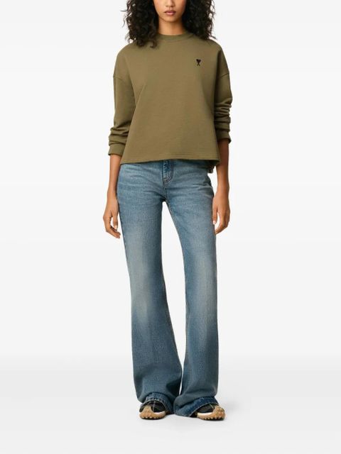 AMI Paris Ami De Coeur contrasted cotton sweatshirt - Green