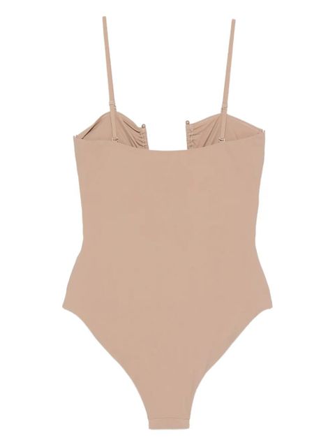 Christopher Esber arched ruched swimsuit - Neutrals