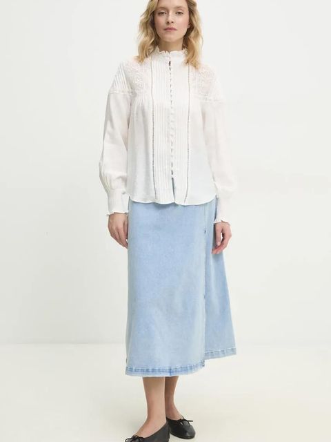 Answear.LAB koszula damska kolor biały regular ze stójką