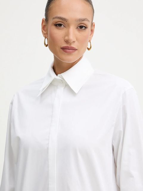 Karl Lagerfeld koszula bawełniana damska kolor biały relaxed z kołnierzykiem klasycznym A3W11020