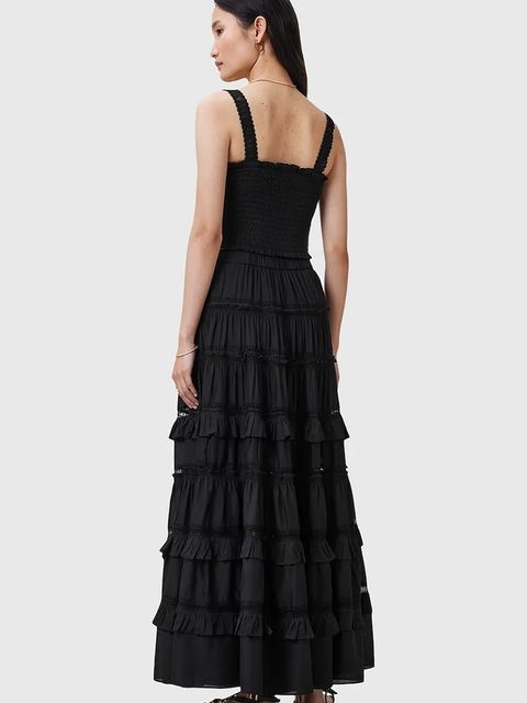 AllSaints spódnica TALIA kolor czarny maxi rozkloszowana W041RC