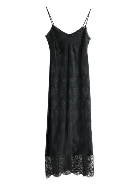Simone Rocha floral-lace slip midi dress - Black - zdjęcie produktu nr 1