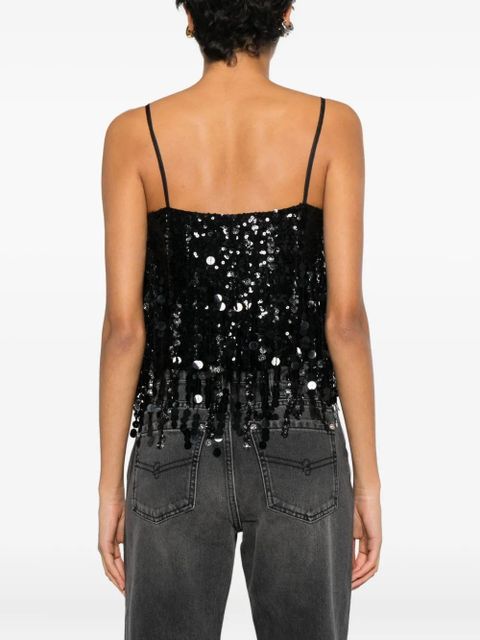 Blumarine sequin fringed top - Black