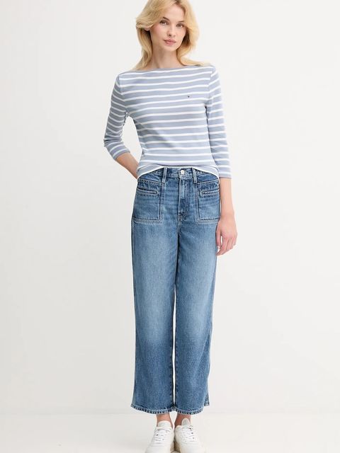 Tommy Hilfiger longsleeve bawełniany kolor niebieski WW0WW40589 - zdjęcie produktu nr 2