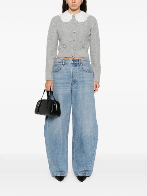 Self-Portrait scalloped-collar embellished cardigan - Grey - zdjęcie produktu nr 2