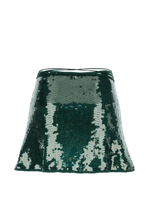 Oséree sequin-embellishment tie-detail mini skirt - Green - zdjęcie produktu nr 2