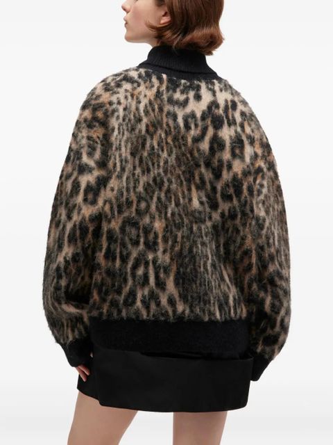 GANNI leopard-print turtleneck sweater - Neutrals