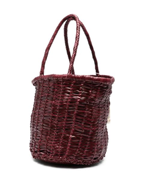 DRAGON DIFFUSION braided leather bucket bag - Red