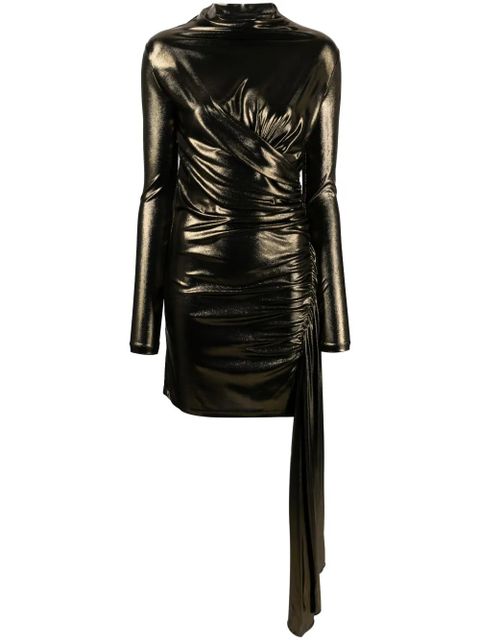 Blumarine draped metallic long-sleeve dress - Gold - zdjęcie produktu nr 1