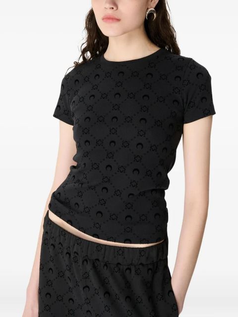 Marine Serre moonogram flocked T-shirt - Black - zdjęcie produktu nr 1