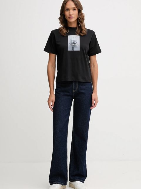 Calvin Klein Jeans t-shirt bawełniany damski kolor czarny LV047D880G - zdjęcie produktu nr 2